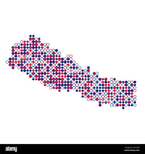 Nepal Map Silhouette Pixelated Generative Pattern Illustration Stock