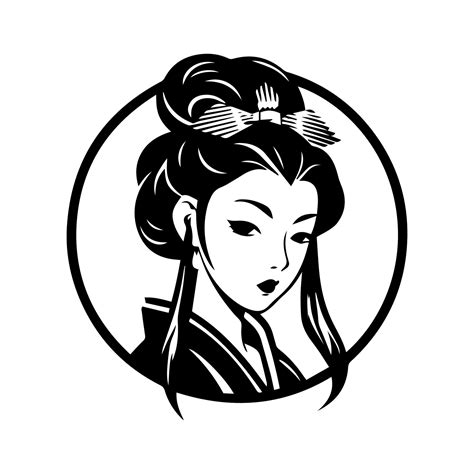 Japanese Geisha Girl Hand Drawn Logo Design Illustration 25281060