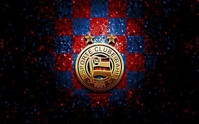 Download wallpapers Bahia FC, glitter logo, Serie A, blue red checkered ...