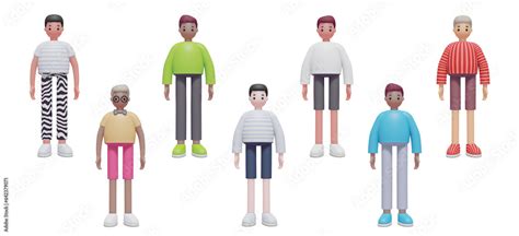 3d Illustration Of Happy Casual Man With Black And White Skin Isolated