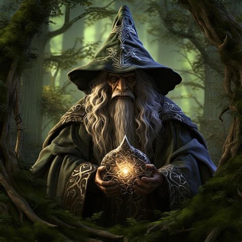 Premium AI Image In A Hidden Forest Glen A Wise Wizard Conjures