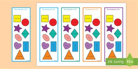 Shapes Editable Bookmark (teacher made) - Twinkl