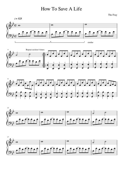 The Fray How To Save A Life Piano Accompaniment Sheet Music For Piano Solo Easy