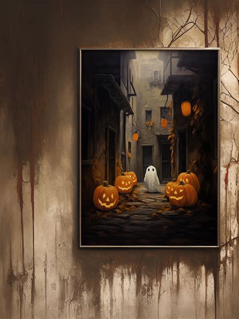 Cute Ghost Print Gothic Art Vintage Oil Painting - Etsy