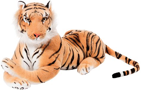 BRUBAKER Tiger braun 75 cm liegend Stofftier Plüschtier Tiger Co