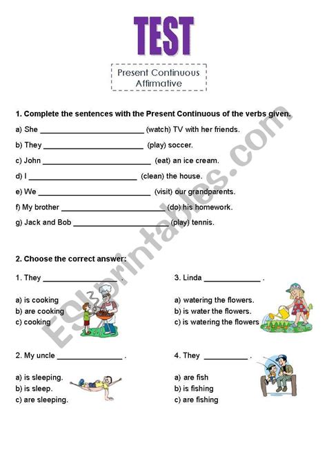 Present Continuous TEST ESL Worksheet By Debora D