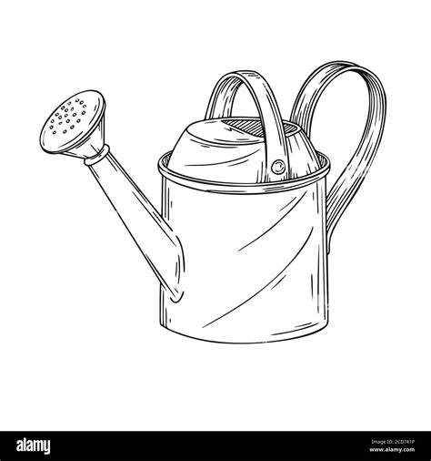 Sketch Watering Can For The Garden Watering Can Isolated On A White