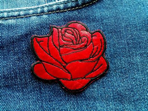 Rose Patch Flower Patches Embroidery Iron On Patches Jacket Etsy