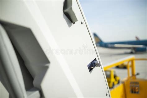 Open Door To A Large Airliner As Seen From Inside Aircraft Door Frame