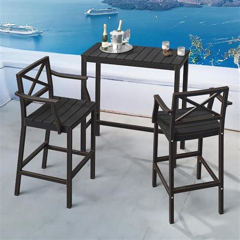 Lue Bona Humphrey 26 In Black Aluminum Plastic Outdoor Bar Stool With