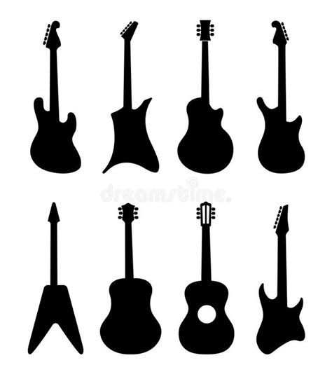 Guitar Vector Silhouettes. Rock, Acoustic, Electric Guitars Stock Vector - Illustration of ...