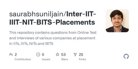 Github Saurabhsuniljain Inter Iit Iiit Nit Bits Placements This