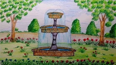 Simple Fountain Drawing at PaintingValley.com | Explore collection of ...