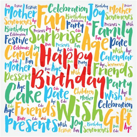 Happy Birthday word cloud collage with ... | Stock vector | Colourbox