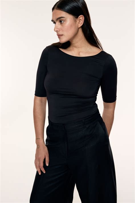 Women's Black Ballerina-Neckline Top | H&M CA