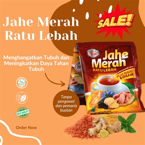 Jual Jahe Merah Serbuk Ratu Lebah Plus Gula Dan Gula Aren Isi Gr