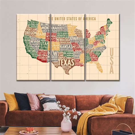 Colorful USA Map Wall Art | Digital Art