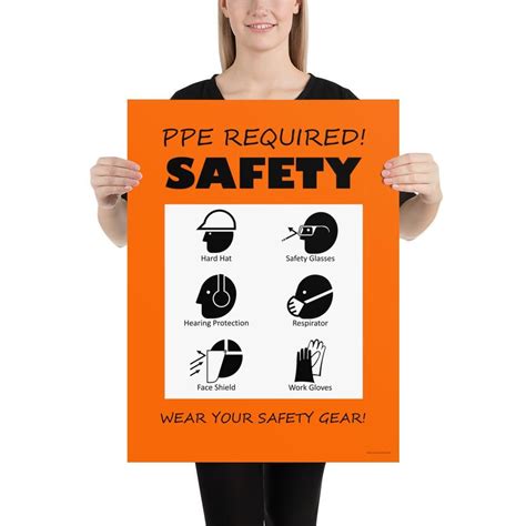 Construction Safety Poster Ppe Reminder With Infographics Safety Posters Safety Slogans