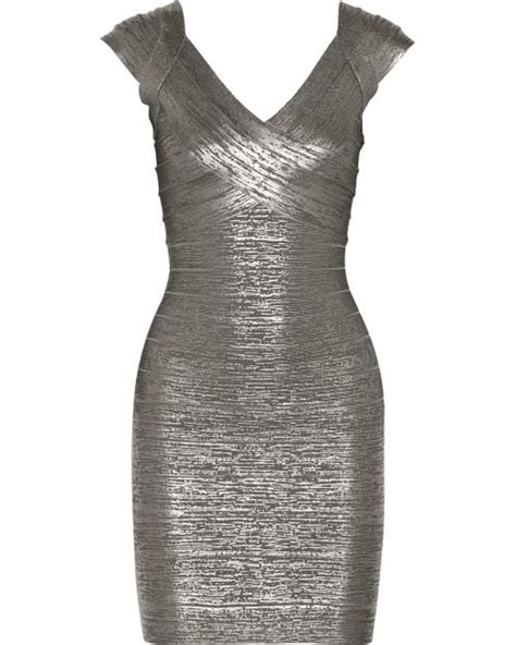 Hervé Léger Metallic Bandage Dress Lyst