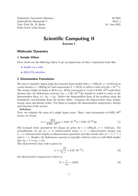 Worksheet 1 Solution Technische Universit At M Unchen SS 2021