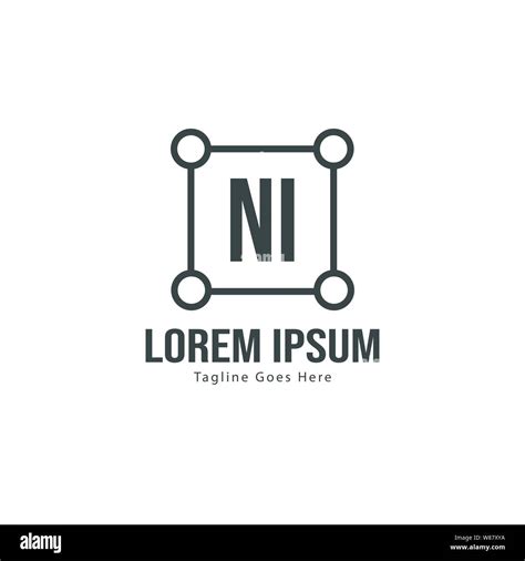 Initial Ni Logo Template With Modern Frame Minimalist Ni Letter Logo