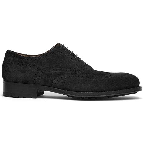 Caporicci Suede Wingtip Oxfords Black Mensdesignershoe