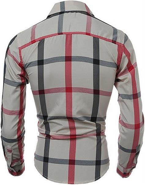 Kebinai Men S Wild Comfort Stylish Regular Fit Plaid Button Slim Long