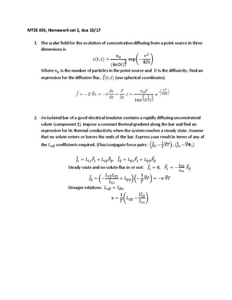 0 Homework Set 2 Solutions 1 Mtse 655 Homework Set 2 Due 10 The