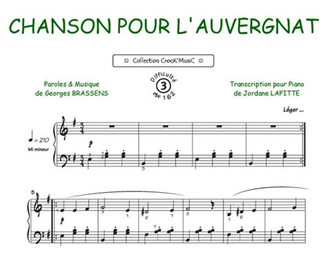 Partitions Georges Brassens Chanson Pour L Auvergnat Collection