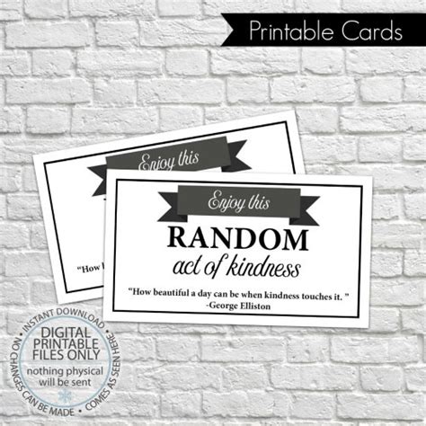 Printable Random Act Of Kindness Cards Raok Diy Printable Etsy