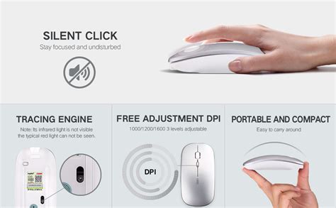 Inphic Wireless Mouse Slim Silent Click Rechargeable G Wireless