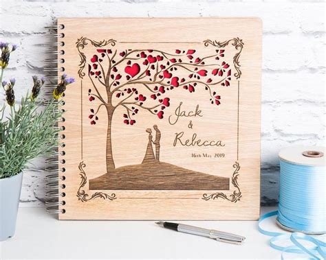 Wedding Guest Book Wedding Tree Book Wedding Album Wooden Etsy Nel