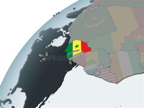 Senegal Con La Bandera En El Globo Stock De Ilustraci N Ilustraci N