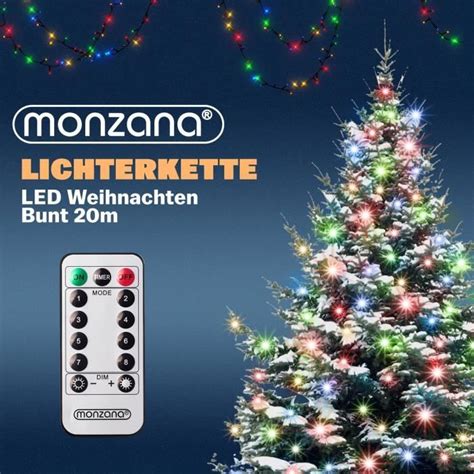 Monzana Guirlande lumineuse 200 LED Multicolore avec télécommande