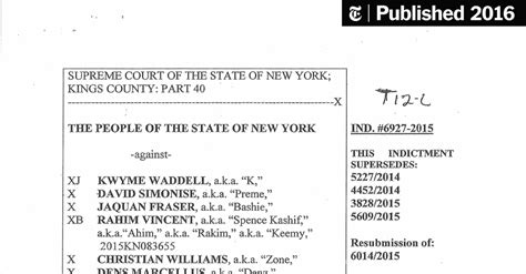 Brooklyn Gang Indictment The New York Times