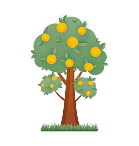 Árbol en crecimiento con monedas ilustración de vector plano de