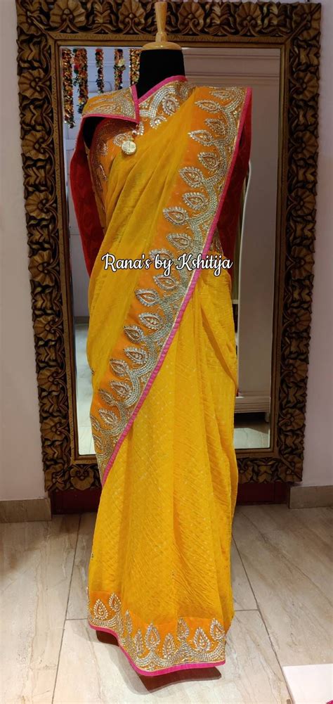 Fascinating Yellow Gota Patti Handwork Mothra Saree Saree Pure