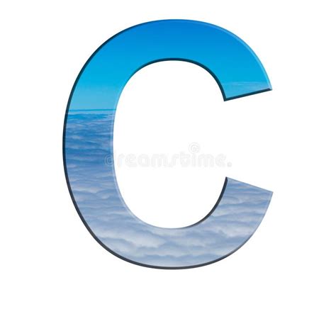 Alphabet Letters Blue Sky with Clouds on a White Background Stock Image ...