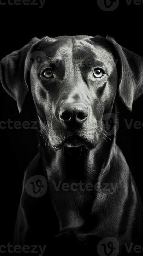 Black and White Dog on Dark Background Generative AI 29983814 Stock ...