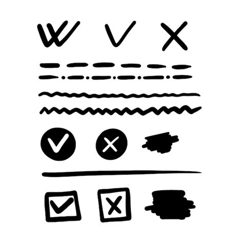 Premium Vector Marker Check Box Hand Drawn Vector Mark For List Tick