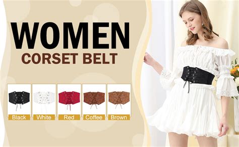 Jasgood Women Elastic Wide Waist Belt Lace Up Tied Waspie Corset Belt