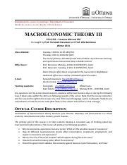 Eco Macroeconomic Theory Iii Syllabus Pdf Universit D Ottawa