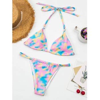 Emmiol Kostenloser Versand Geknotetes Neckholder Bikini Set