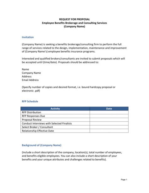 Request For Proposal Rfp Template