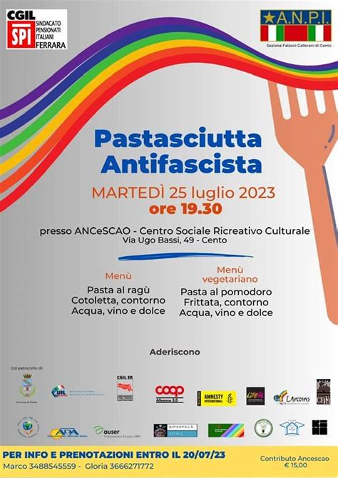 Luglio Pastasciutta Antifascista Le Iniziative Sul Territorio