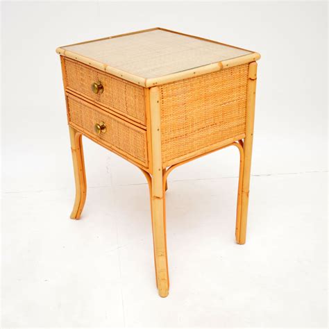 S Vintage Bamboo Rattan Side Table Chest Retrospective