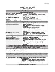 Lesson Plan 1 Docx EDUC 510 LESSON PLAN TEMPLATE EdTPA Planning Part