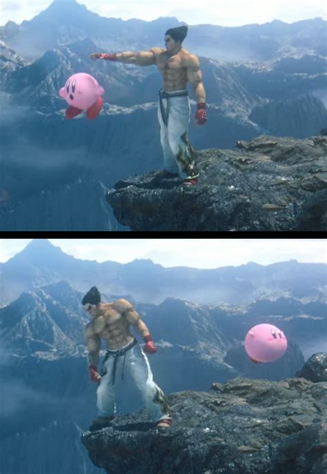 Kazuya Throwing Kirby Off A Cliff Meme Generator