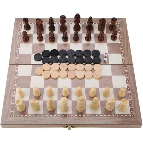 Échecs Pliants En Bois 3 En 1 Dames D Échecs Backgammo Planche Pliante