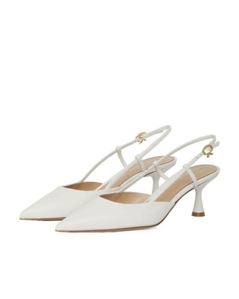 Gianvito Rossi Logo Exposed Heels in White | Lyst